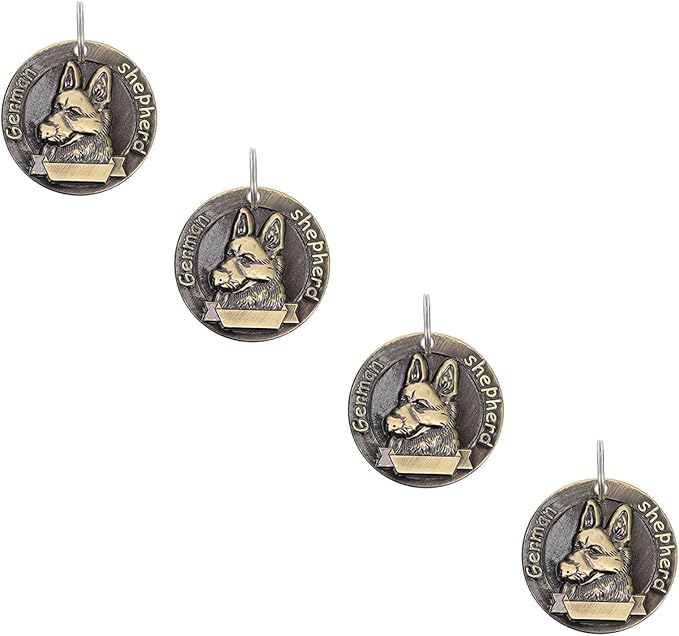 Lurrose 4pcs German Shepherd Dog Tags Pet Id Hanging Charms Metal Collar Labels for Dog Collars Pet Supplies