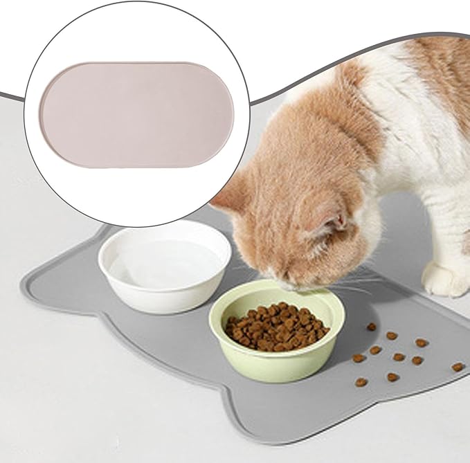 Pet Feeding Dog Food Mat Multifunctional Supplies Anti Slip Silicone Contain Spills Replace Pad Accessories Placemat, Gray