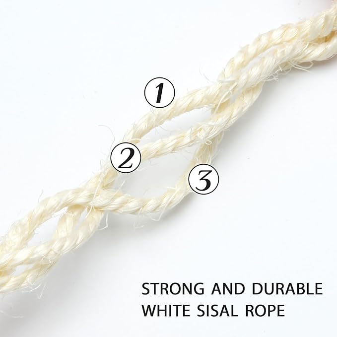 Cat Sisal Rope 164-Feet 4mm for Scratcher Repair and Replace Scratching Post, DIY Hemp Twine Rope for Cat Tree Tower Carpet Mat Kicker House, Pet Toy, and Crafts Gardening Home Decorating