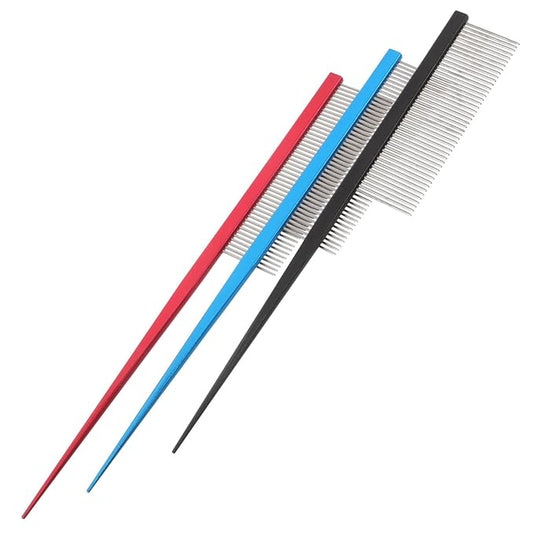3pcs Stainless Steel Pet Combs Fine Tooth Pin Tail Hair Removal Grooming Brushes for Dogs and Cats Daily Care Matted Fur Detangling