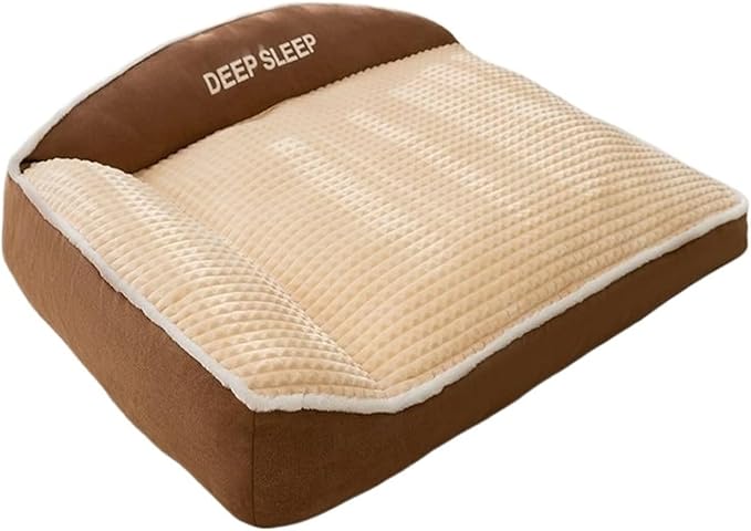 Cat Bed, Warm Non-Slip Dog Kennel Cushion, Washable Sleeping Mat for Small Puppy, Soft Winter Pet Supplies(Tea Brown,L- 65x50x23cm)