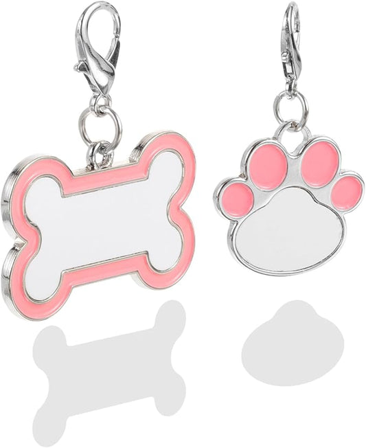 VOSAREA DIY Stainless Steel Pet Id Tags Set Sublimation Dog Tag Blanks and Metal Double-Sided Pendant for Custom Pet Supplies