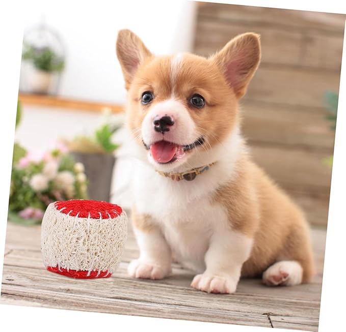 BESPORTBLE 2pcs Natural Loofah Dog Chew Tennis Ball Set for Puppy Training Interactive Pet Chew Sturdy Ball Supplies for Dogs Random Color