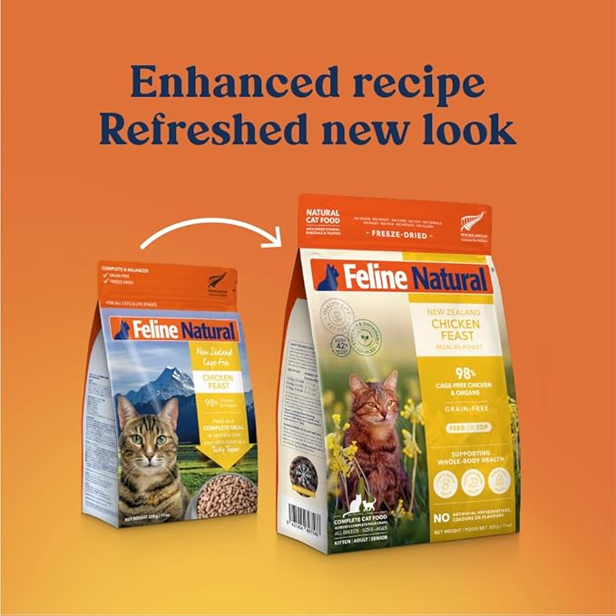 Feline Natural New Zealand Canned Catfood Wet Food, High-Meat, Low-Carb, & Grain Free Cat Food Wet, Chicken Feast, 6 oz, Pack of 12