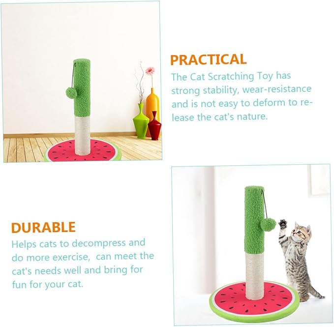Beaupretty Cat Scratching Post and Climbing with Sisal Material Watermelon Design Interactive Cat Activity and Kittens for Claw Grinding and Self Grooming
