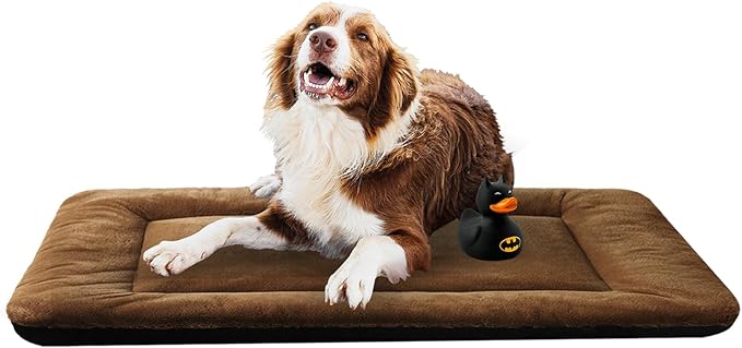 Dog Beds Crate Pad for Dogs Ultra Soft Dog Crate Bed Washable & Anti-Slip Kennel Pad for Dogs Cozy Sleeping Mat (48inch, Brown)