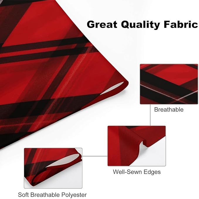 Dog Bandana Spring Pet Scarf Adjustable Triangle Red and Black Plaid Printing Dog Bib Washable Polyester Puppy Bandana for Small Medium Large Dogs Cat Birthday Party Supplies