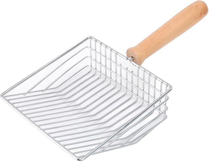 ZJchao Metal Cat Litter Scoop, Stainless Steel Litter Scoop Cat Poop Shovel Kitten Poop Sifting with Holder for Box