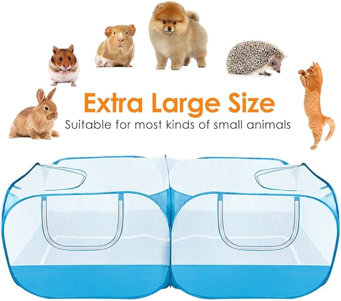 SlowTon Small Animals Playpen - Portable Chicken Coop Run Large Chick Brooder 73"x36"x25" with Detachable Bottom, Pop Up Pet Enclosure Cat Tent for Guinea Pig Bunny Puppy Indoor Outdoor (Flat Top)