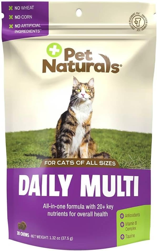 Pet Naturals Daily Multivitamin for Cats with Biotin, Taurine and Arginine, 30 Fish Flavored Chews (Pack of 12)
