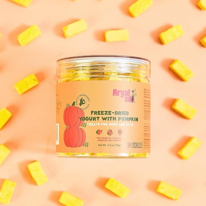 Freeze-Dried Food Topper (Yogurt with Pumpkin) for Dogs and Cats - Probiotic-Rich · High Fiber · Supports Healthy Poop