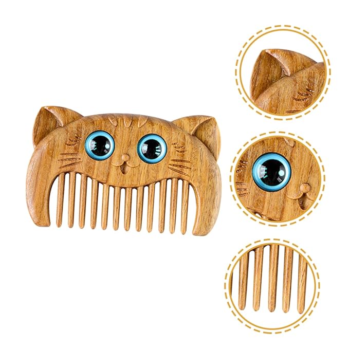 minkissy Sandalwood Cat Hair Combs Set of 2 Small Fine Tooth Grooming Combs for Cats and Dogs for PET Grooming