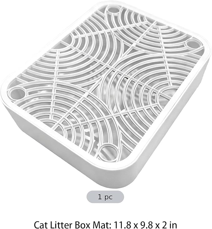 2 in Cat Litter Box Ramp with Filter, 11.8 X 9.8 in, Prevents Litter Dispersion, Cleans Paws, White
