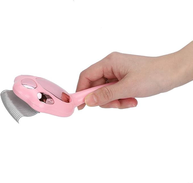 Cat Shell Comb Deshedding Brush, Pet Grooming Tool, Round Comb with Soft Plastic Claw Teeth, Stainless Steel Material, Ergonomic Handle for Cats and Small Dogs, Removal Com