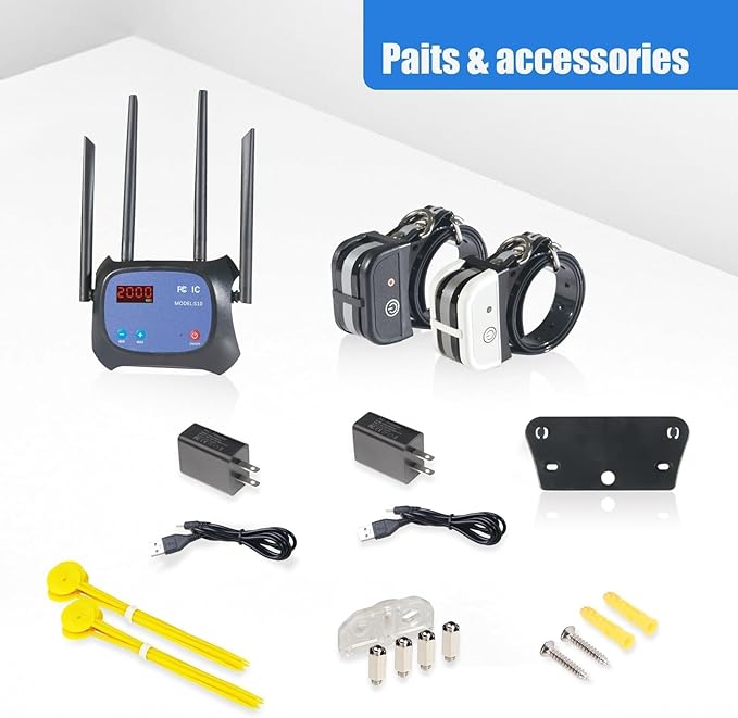 Plkm Dog Wireless Fence Pet Boundary Container 2026 Upgraded System, Adjustable Control Range, Safe Harmless Electric Wireless Dog Fence, Waterproof Rechargeable Collar Receiver