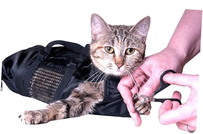Cat Grooming Bag Mesh Side and Collar Easy Nail Clipping for Cats Pet Supplies