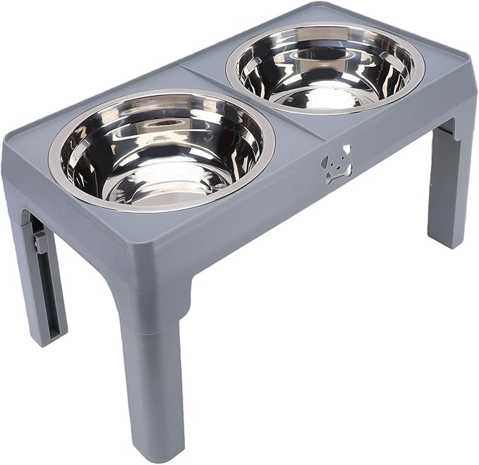 Pssopp Dog Supplies Stainless Steel Bowls Height Adjustable Foldable Pet Food Bowl for Small Medium Large Dogs Elevated Dog Bowl, 2 Raised Stand