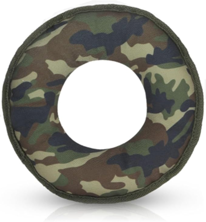 2-Pack Durable Cotton Canvas Squeaky Dog Toys – Eco-Friendly Chew Toy Set – Labby-Do & Camo Disk (Assorted Colors)