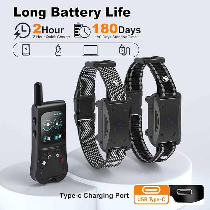 Wireless Dog Fence, Electric Fence for Dogs with 3 Training Modes, 180 Days Standyby Perimeter Dog Collars with Color Screen Remote, Waterproof & Rechargeable Trainer Collar Outdoor 2 Pack