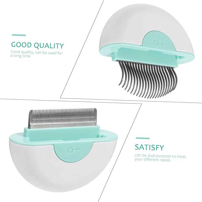 Cat Hair Removal Comb Mint Green Lightweight Grooming Tool for Cats Portable Stripping Brush with Non Slip Handle Removes Loose Hair Tangles Knots and Dander