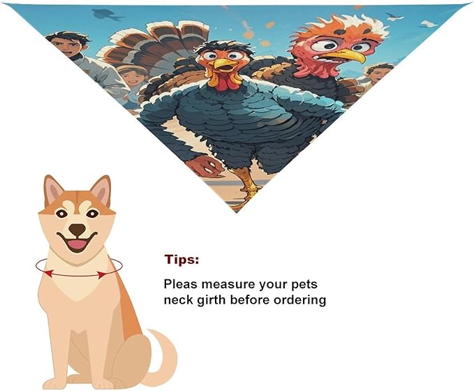 Dog Bandana Spring Pet Scarf Adjustable Triangle Farm Turkey Printing Dog Bib Washable Polyester Puppy Bandana for Small Medium Large Dogs Cat Birthday Party Supplies