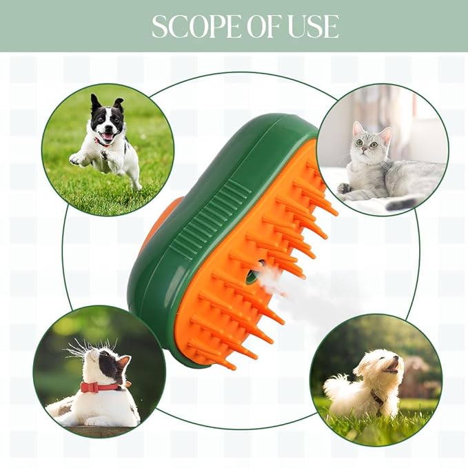 Cat Steam Brush, Steamy Pet Brush Water Brush for Cats and Dogs, Multifunctional Pet Hair Comb Cat Brush with Steam, Grooming Brush Spray Comb for Dogs and Cats (B- Green)