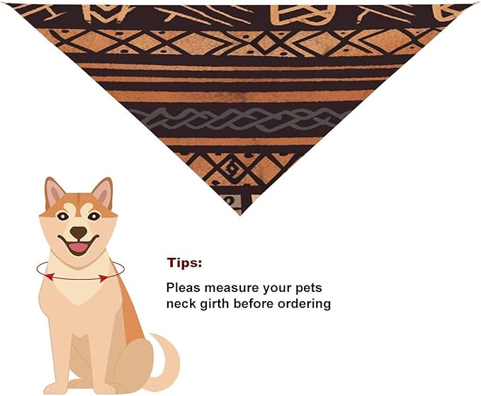 Dog Bandana Spring Pet Scarf Adjustable Triangle African Mud Cloth Tribal Printing Dog Bib Washable Polyester Puppy Bandana for Small Medium Large Dogs Cat Birthday Party Supplies