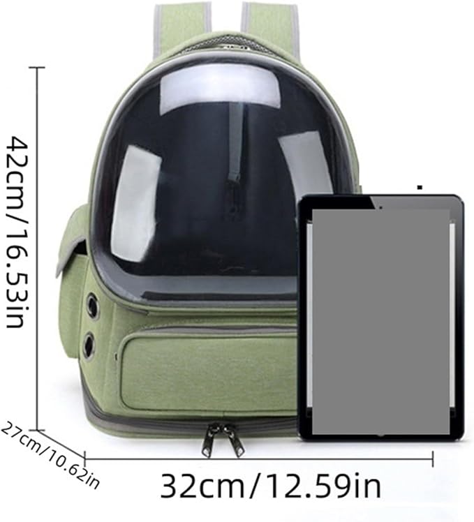 Pet Bag Outdoor Travel Backpack，Compatible for Small Breathable Carrying Supplies Transparent(Green)