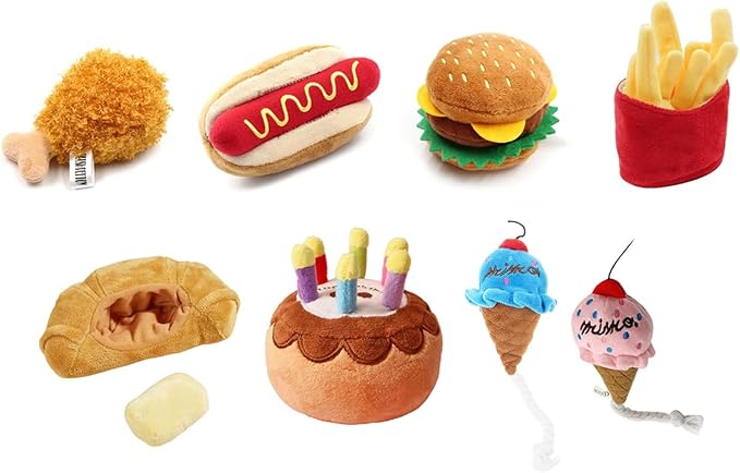 Peiiwdc Stuffed Simulation Food Shape Dogs Squeaky Toy Soft Massage Supplies Pet Simulation Food Molar Pet Supplies Chew for Aggressive Chewers Large Breeds Indestructible for Small Stuffed