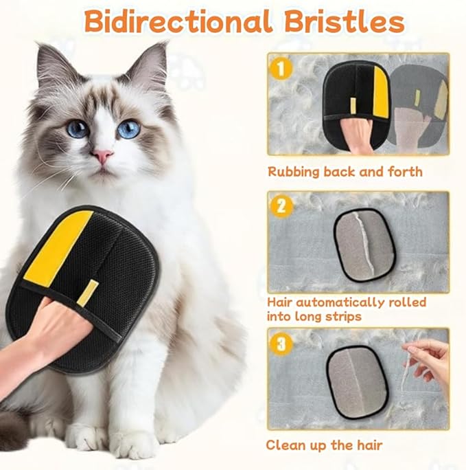 2026 Cat Hair Remover Glove,Pet Hair Removal Glove for Cats & Dogs , Electrostatic Gloves for Pet Grooming,Reusable Pet Hair Remover Tool for Couch, Clothing,Furniture, Carpet, Curtain,Car Seat