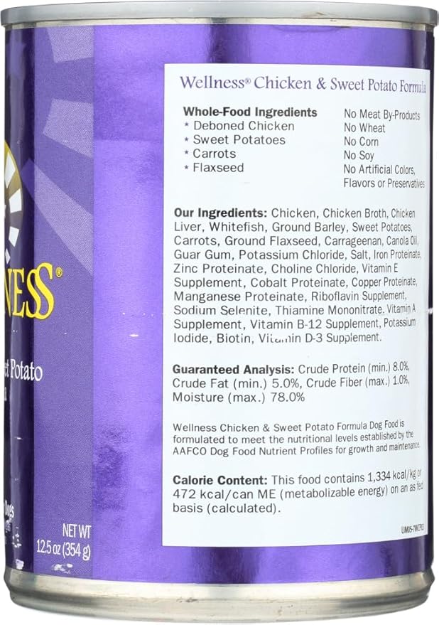 WELLNESS DOG FOOD CHKN & SWT POTATO, 12.5 OZ