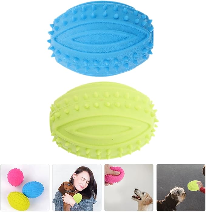 Totority Rubber Dog Chew Ball Squeaky 2pcs Small Puppy Balls Sturdy Pet Supplies Outdoor Play for Dogs