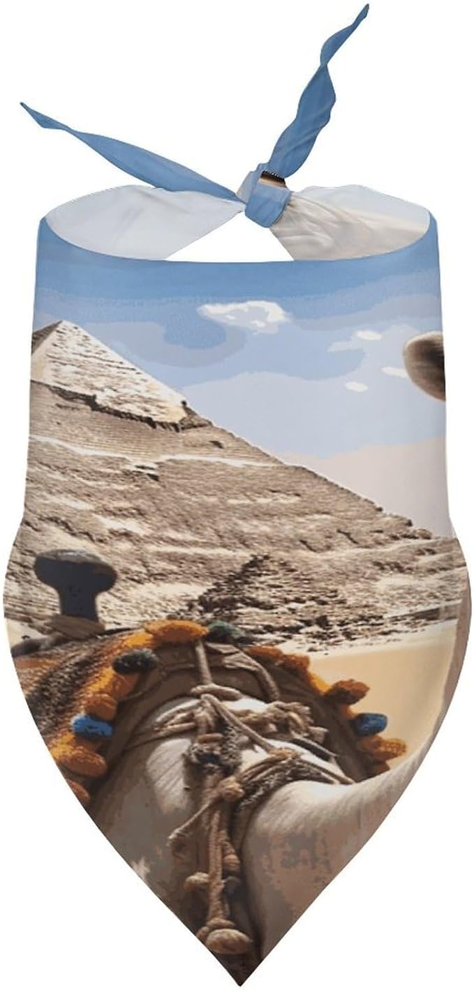 Dog Bandana Spring Pet Scarf Adjustable Triangle Pyramid Camel Printing Dog Bib Washable Polyester Puppy Bandana for Small Medium Large Dogs Cat Birthday Party Supplies