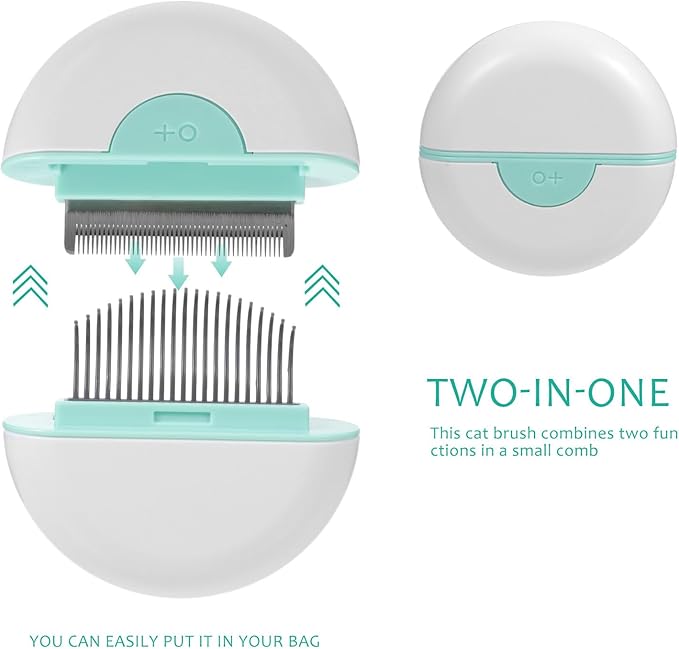 Beaupretty Pet Grooming Comb and Cat Hair Brush Mint Green Shedding Tool with Massage Function for Removal and Cleaning Suitable for and Bathing