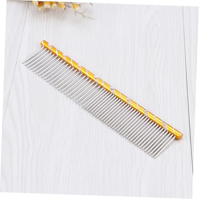 BESPORTBLE Stainless Steel Pet Shedding Comb for Dogs Cats Grooming Tool with Different Spaced Teeth for Fur Removal Yellow