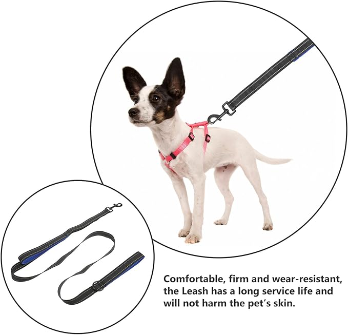 Dog Leash Rope Double-Layer Nylon Reflective Pulling Training Leash Thickened Medium Large Dogs Outdoor Walking Pet Supplies Black Blue