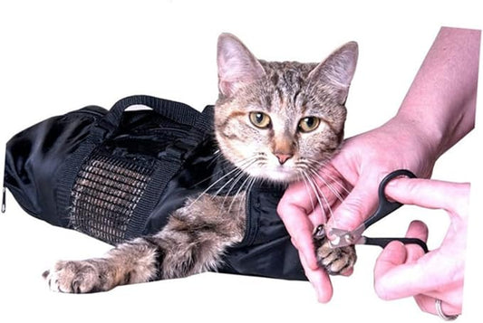 Sosoport Cat Grooming Bag for Nail Clipping Durable Cat Bathing Bag Collar Mesh Flow Easy to Carry Pet Supplies with Muzzle