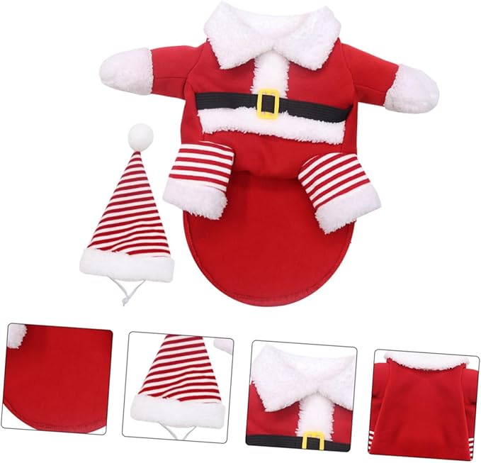 DOITOOL Pet Santa Claus Costume for Dogs and Cats Fleece Christmas Outfit XL Funny Two-Legged Cosplay Clothes for Large Pets Xmas Party Supplies
