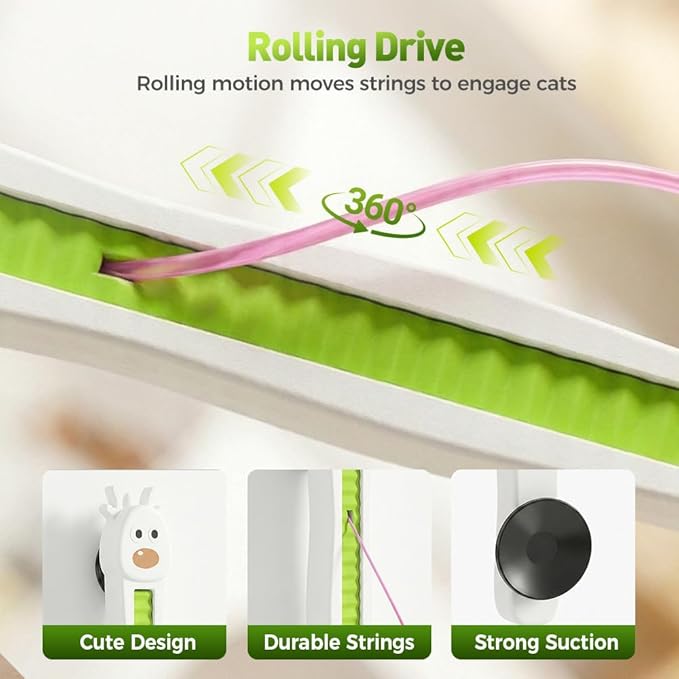 Auto Motion Flying Rope Cat Toy from Lazy to Crazy, 2026 New Electric Wall-Mounted Flying Rope Toy, Automatic Interactive Cats Toy for Indoor Cats, Bored Kittens and Adult Cats (White)