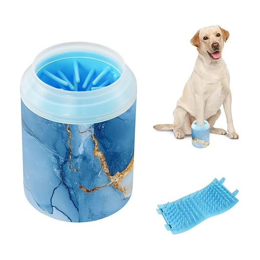 Marble White Blue Portable Pet Foot Cleaner Silicone Brush Soft Pets Grooming Supplies for Small Medium Large Breed Dogs, Cats