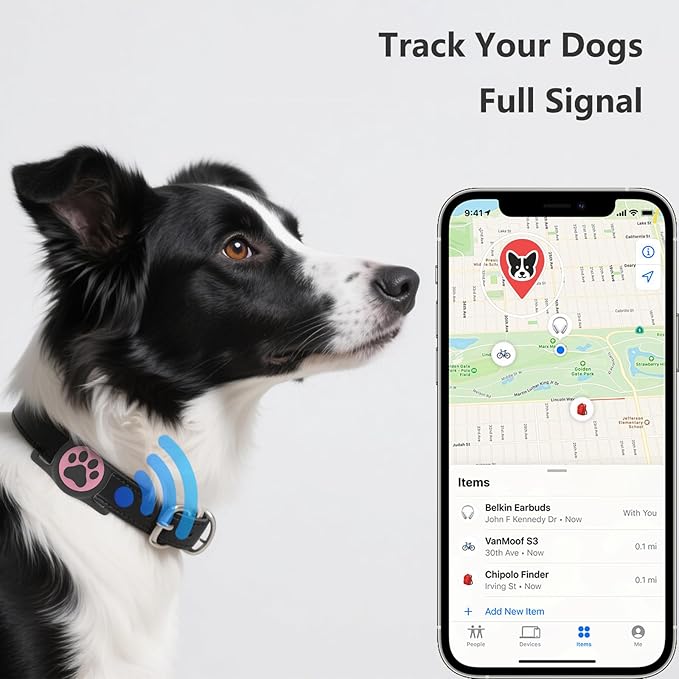 2-Pack Airtag Holder for Dog Collar, Waterproof Silicone Protective Case Cover, Anti-Lost Tracker Universal Fit for All Width Pet Collars(Black&Pink)