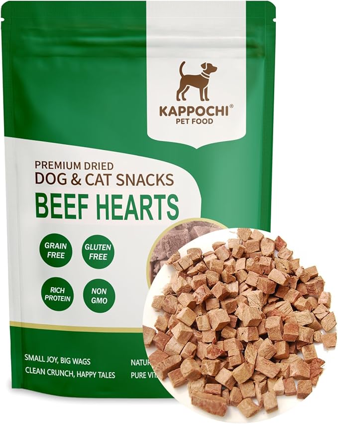 Freeze-Dried Beef Hearts Dog Treats, 1.76oz(50.0g), 100% Single Ingredient, High Protein Training Treats, Natural & Raw, No Additives, Grain Free, Gluten Free