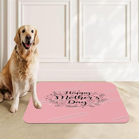 Non Slip Mat for Dog Pet Cat Dog Food Mats Happy Mother's Day Floral Gift for Mom Em Water Bowl Mat Quick Dry Absorbent Cat Feeding Mats 24x16In