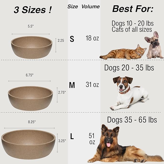Loving Pets - Dolce Bamboo - Eco-Friendly Pet Bowls & Dishes for Dog, Cats, Puppy Food and Water Bowl -Sustainable and Dishwasher Safe, Made with Real Bamboo (Small, Coffee-Brown)