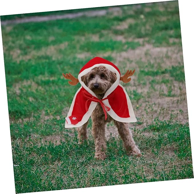 Kichvoe Christmas Pet Cloak Dog Clothes Fleece Hooded Costume Extra Large Cozy Warm Christmas Dog Apparel for Holiday Pet Supplies