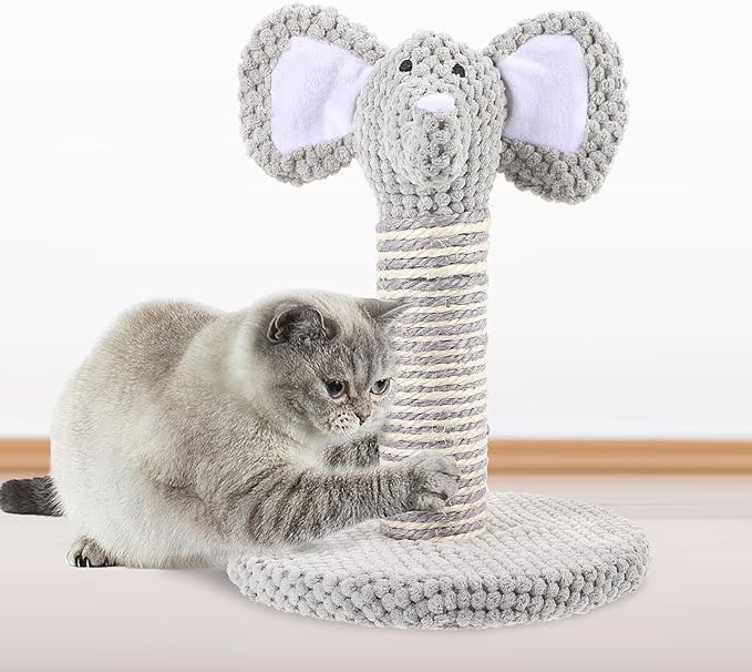 Cat Scratching Post Kitten Scratcher Small Elephant Design with Scratching Pole Sturdy Sisal Rope for Indoor Cats Daily Use Kitten Supply