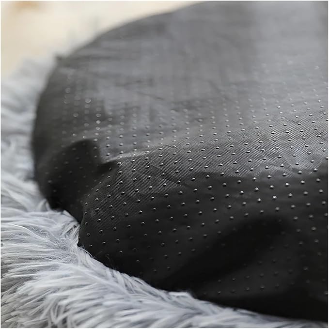 1PCS Round Pet Bed Kennel Non-Slip Winter Warm Dog Kennel Sleeping Long Plush Soft Puppy Cushion Mat Cat Supplies(Dark Blue,90cm)