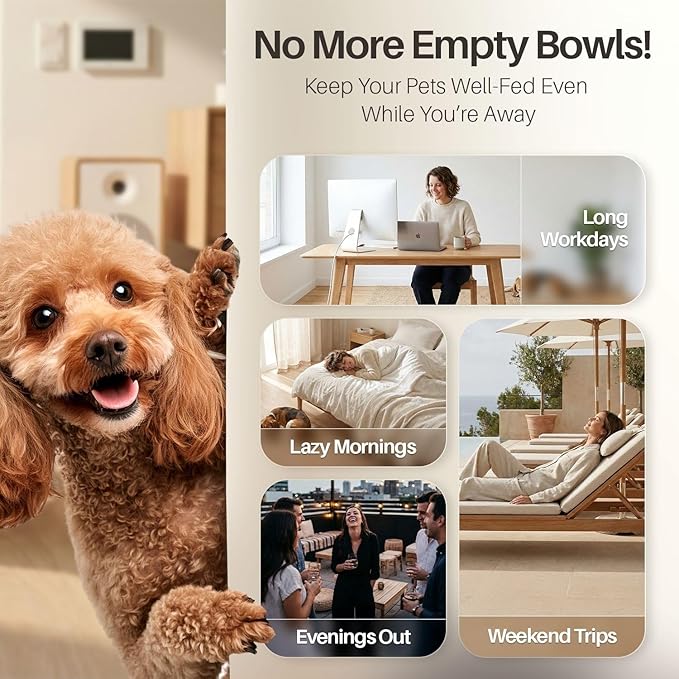 Flexzion Gravity Pet Feeder Food Dispenser (6-12 lb Size) Automatic Replenish Dry Food Storage Container Bowl for Small Medium Breed Dog Cat Animal Feeding Watering Fountain Supplies