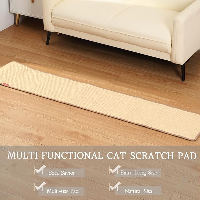 66.93x13.38x0.32 inch Thickened Cat Wall Scratcher Carpet, Cat Climbing Wall, Durable Cat Wall Furniture, Tall Cat Scratching Post, Wall Scratchers for Indoor Cats, Couch Sofa Protector (Brown)