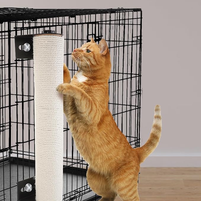 Homoyoyo Vertical Cat Scratching Post with Sisal Rope 7x40cm Wall-Mounted Cage Climbing Perch Wear-Resistant Kitten Scratcher Indoor Cat Activity